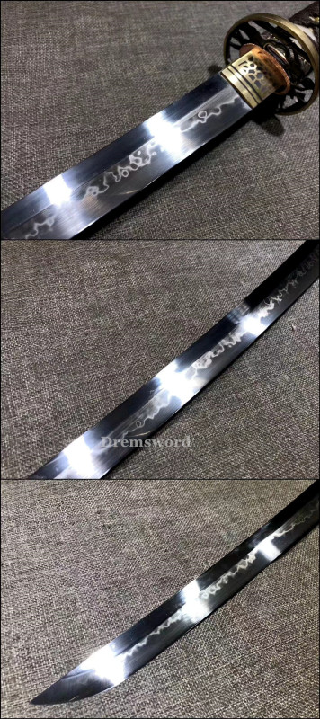 Handmade Clay tempered T10 Steel Japanese Samurai Wakizashi Sword  full tang battle ready sharp Real hamon.Drem6227