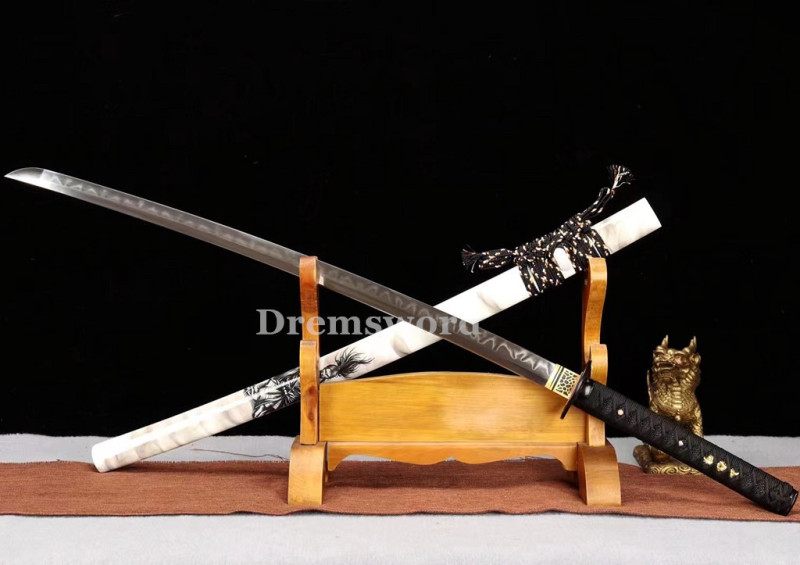 Handmade Clay tempered T10 Steel Japanese Samurai katana Sword  full tang battle ready sharp Real hamon Drem6233