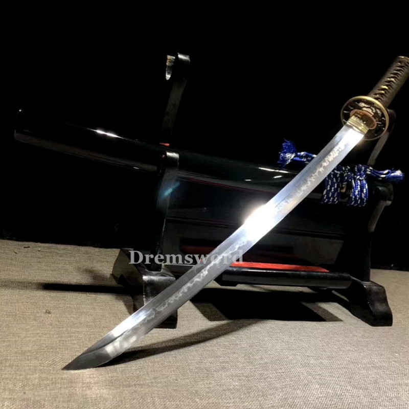 Handmade Clay tempered T10 Steel Japanese Samurai Wakizashi Sword  full tang battle ready sharp Real hamon.Drem6227