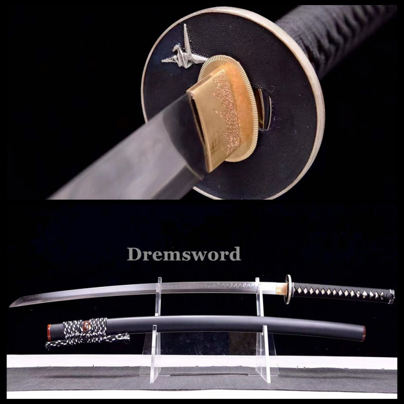 Handmade Clay tempered T10 Steel Japanese Samurai Katana Sword  full tang sharp.Drem6225.