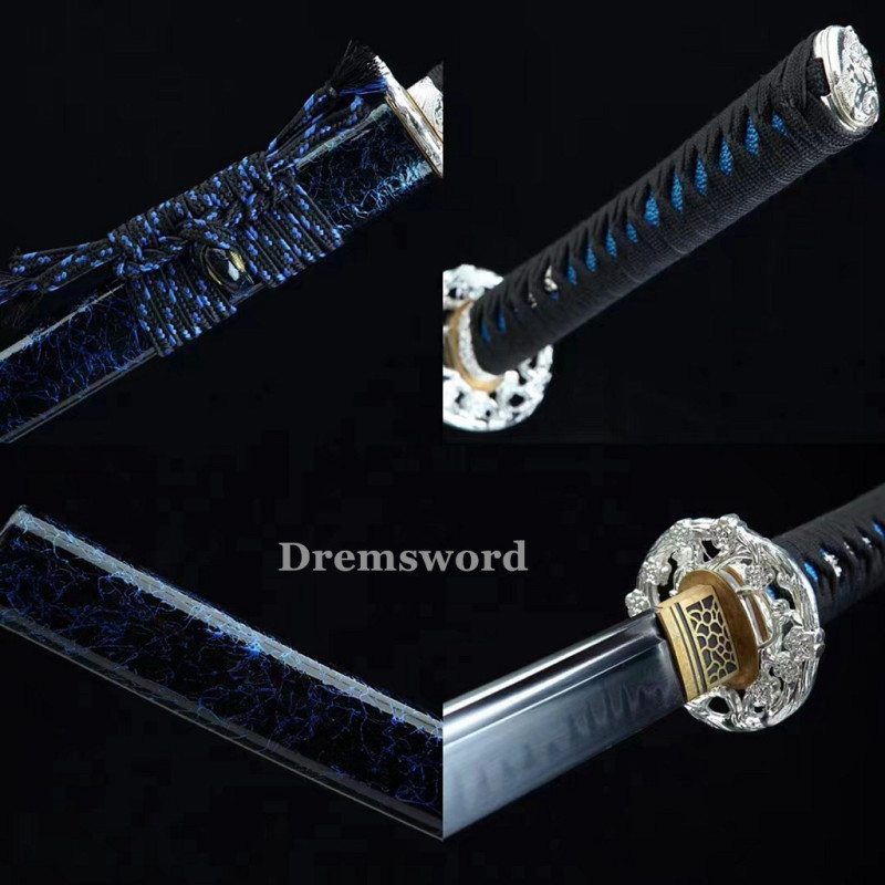 Handmade Clay tempered T8 Steel Japanese Samurai katana Sword  full tang battle ready sharp Real hamon Drem6230