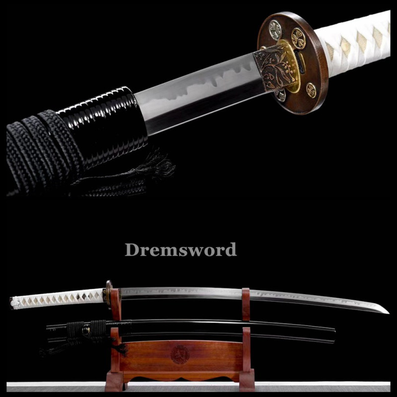 Handmade Clay tempered T10 Steel Japanese Samurai katana Sword  full tang battle ready sharp Real hamon.Drem6229