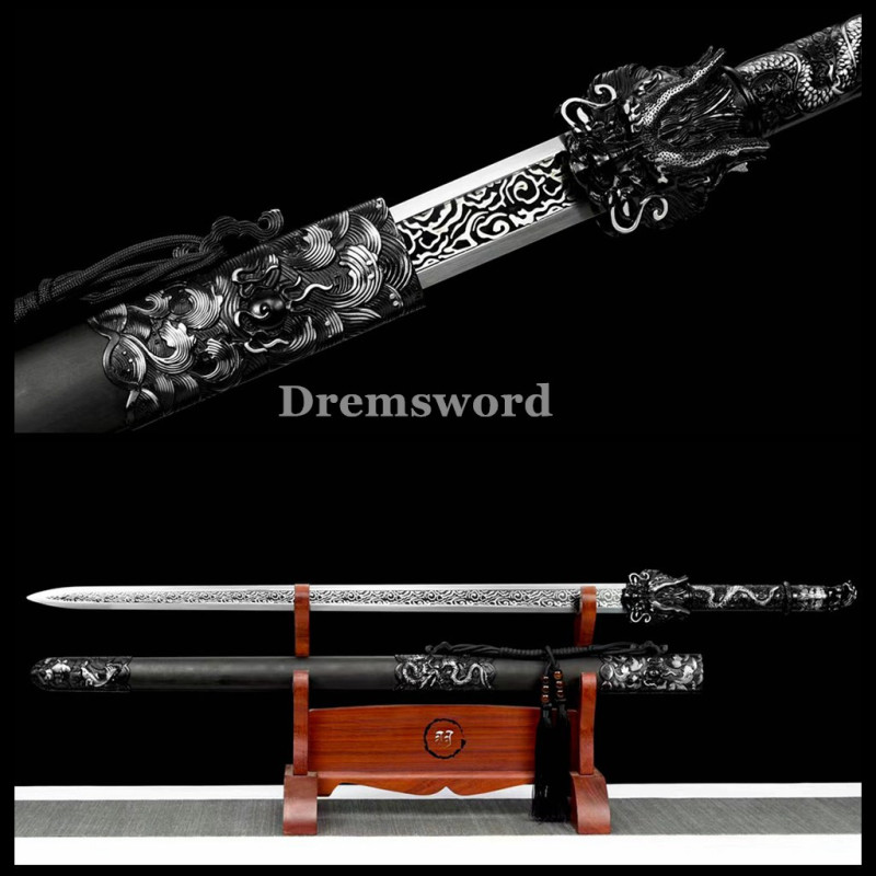 1095 High quality  Carbon Steel Chinese JIAN龙王剑 Sword Full Tang Sword Battle Ready Real Sharp Drem2112.