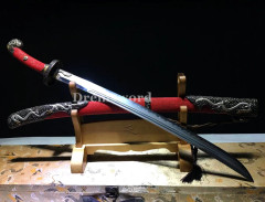 Hand forged Kobuse Clay Tempered Lamination Blade Battle Ready Chinese Qing Dyansty Dao Red Sword Unokubi Zukuri sharp.