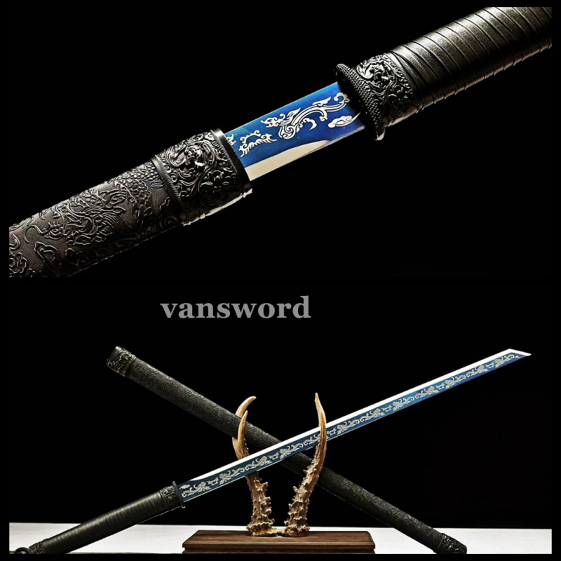 Handmade 9260 Spring Steel shirasaya  Katana Sword samurai battle ready real sharp  Black Drem135