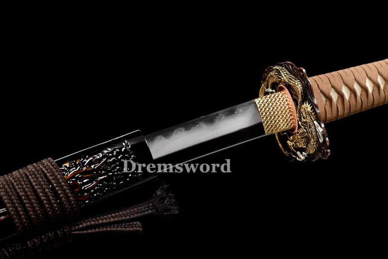 Handmade damascus folded steel  japanese samurai katana battle ready  real sharp sword  DremV2108.