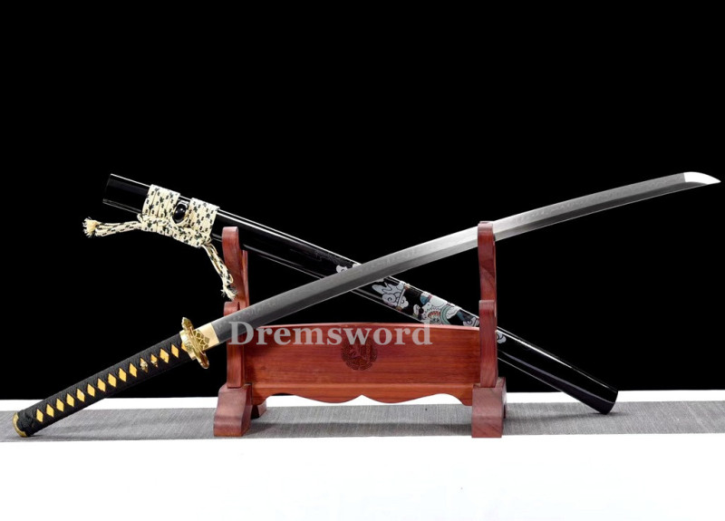 Handmade Clay tempered T10 Steel Japanese Samurai katana Sword  full tang battle ready sharp Real hamon DremV4166