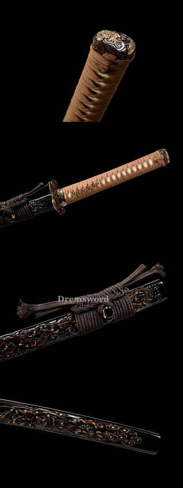 Handmade damascus folded steel  japanese samurai katana battle ready  real sharp sword  DremV2108.