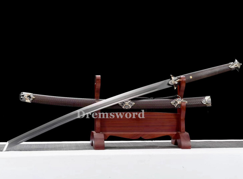 1095 High quality  Carbon Steel  Chinese tang dynasty jian Sword  Full Tang Sword Battle Ready Real Sharp Drem-V3106