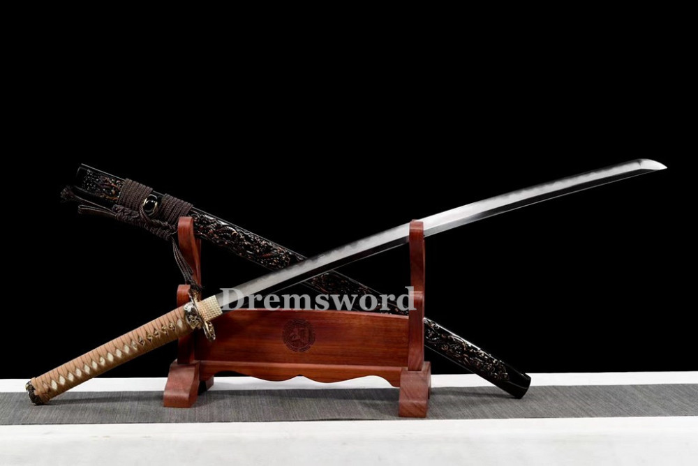 Handmade damascus folded steel  japanese samurai katana battle ready  real sharp sword  DremV2108.