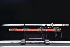 Handmade damascus folded steel  Chinese tang dynasty jian Genuine ray skin battle ready  real sharp sword  DremV2110.