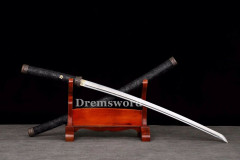 Handmade damascus folded steel black japanese samurai katana shirasaya Shinogi-Zukuri battle ready real sharp sword.