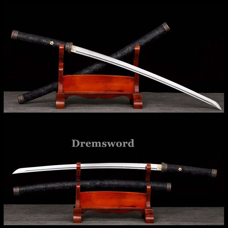 Handmade damascus folded steel  japanese samurai katana shirasaya battle ready  real sharp sword  Drem3127.