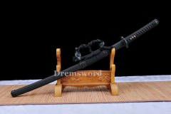 Handmade damascus folded steel japanese samurai katana battle ready real sharp black tachi sword Shinogi-Zukuri.