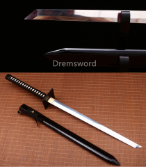 Handmade Clay tempered T10 Steel black sword ninjato Japanese Samurai ninja Sword full tang battle ready Shinogi-Zukuri sharp Real hamon.