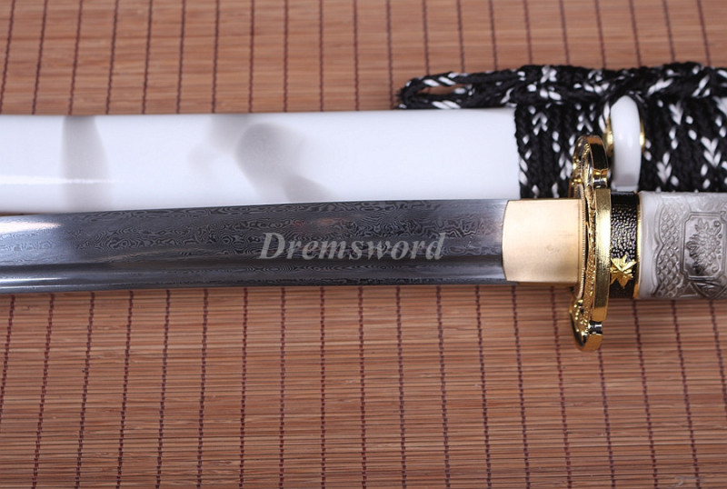 Handmade damascus folded steel  japanese samurai katana battle ready  real sharp sword  Drem360.