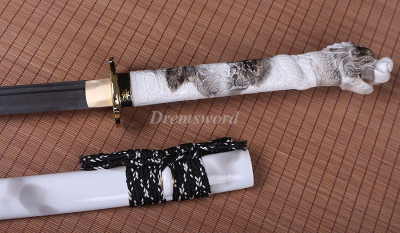 Handmade damascus folded steel  japanese samurai katana battle ready  real sharp sword  Drem360.