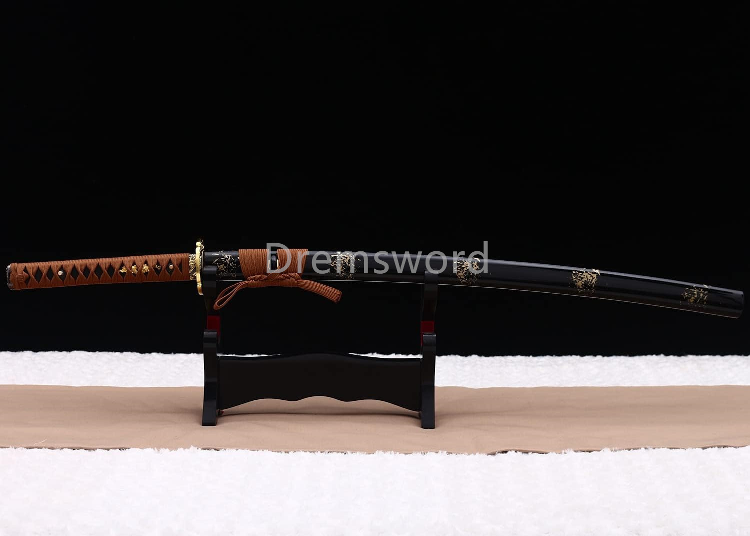 1095 High Carbon Steel  Japanese Sword Samurai Full Tang Sword Battle Ready Real Sharp Golden Blade Drem301.
