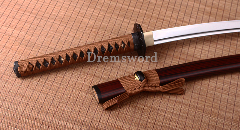 KO Katana 9260 spring Steel Japanese samurai Sword Full Tang batttle ready sharp Shinogi-Zukuri Brown