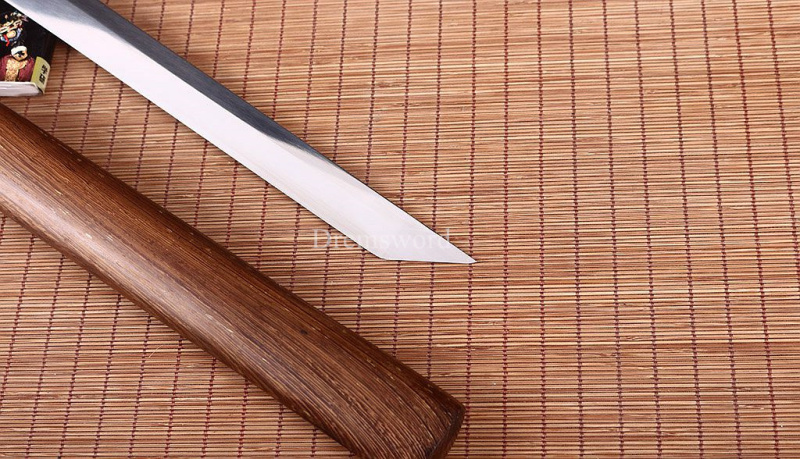 Handmade 9260 Spring Steel Wakizashi Japanese Samurai Real Sword Rosewood Saya Kiriha-Zukuri Brown