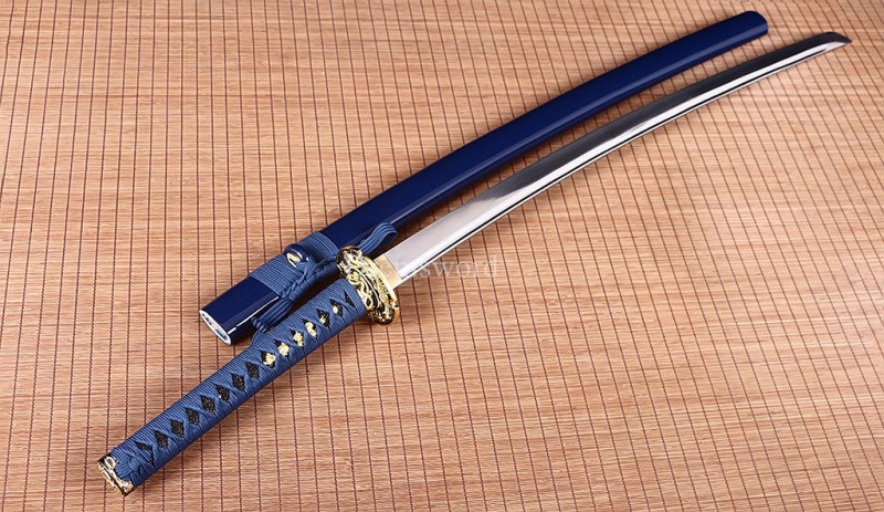 Handmade 9260 Spring Steel Katana Japanese Samurai Sword Battle Ready Full Tang Shinogi-Zukuri Blue