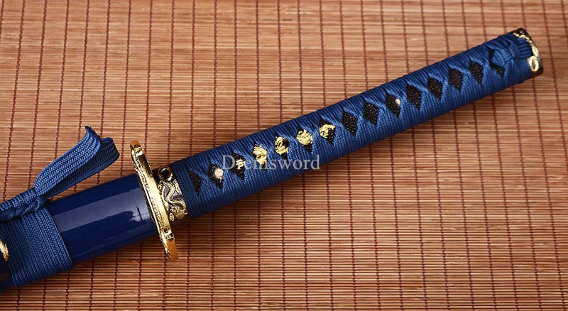 Handmade 9260 Spring Steel Katana Japanese Samurai Sword Battle Ready Full Tang Shinogi-Zukuri Blue