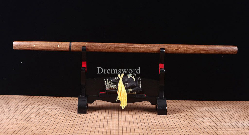 Handmade 9260 Spring Steel Wakizashi Japanese Samurai Real Sword Rosewood Saya Kiriha-Zukuri Brown