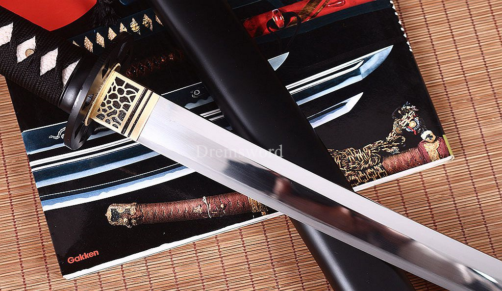 Handmade L6 Clay tempered steel Katana Japanese Samurai Sword Battle Ready Sharp Shinogi-Zukuri Black