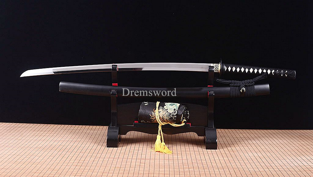 Handmade L6 Clay tempered steel Katana Japanese Samurai Sword Battle Ready Sharp Shinogi-Zukuri Black