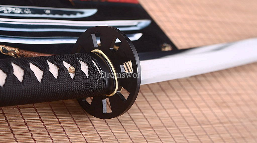 Handmade L6 Clay tempered steel Katana Japanese Samurai Sword Battle Ready Sharp Shinogi-Zukuri Black