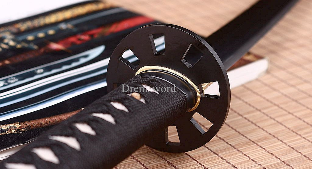 Handmade L6 Clay tempered steel Katana Japanese Samurai Sword Battle Ready Sharp Shinogi-Zukuri Black