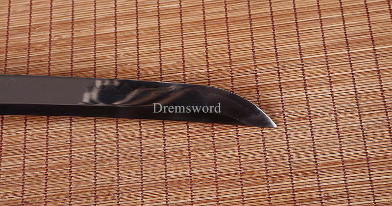 T10 Steel Clay Tempered Wakizashi Japanese Samurai Battle Sword Real Hamon Black SHINOGI-ZUKURI Full Tang .