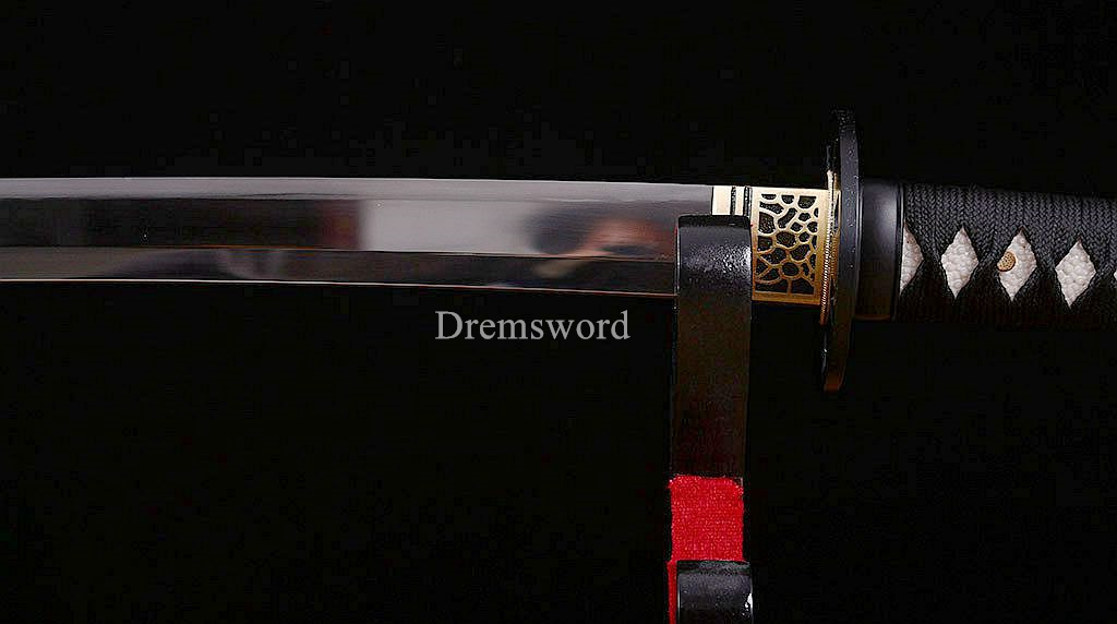 Handmade L6 Clay tempered steel Katana Japanese Samurai Sword Battle Ready Sharp Shinogi-Zukuri Black