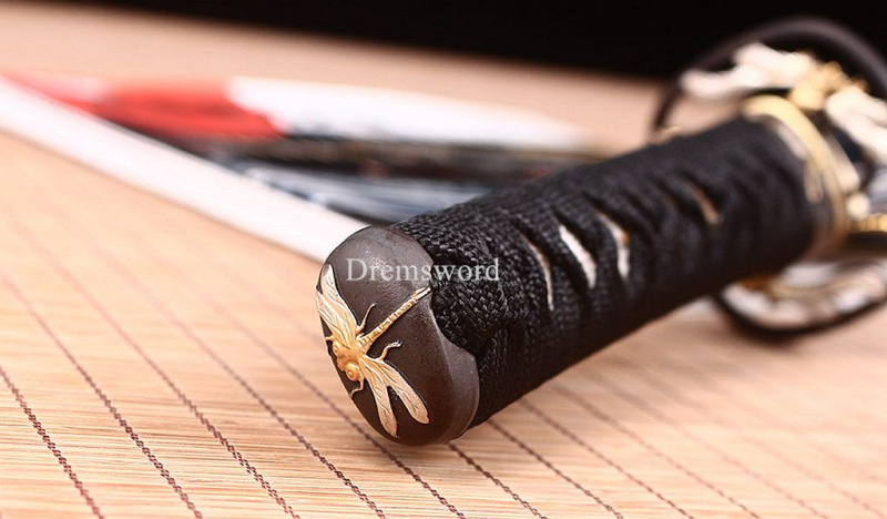 T10 Steel Clay Tempered Wakizashi Japanese Samurai Battle Sword Unokubi- Zukuri full tang Sharp Black.