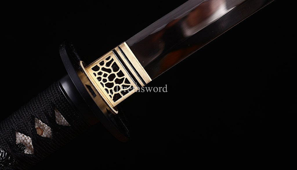 Handmade L6 Clay tempered steel Katana Japanese Samurai Sword Battle Ready Sharp Shinogi-Zukuri Black