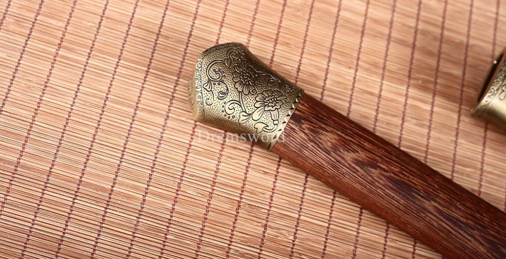 L6 Clay tempered Chokutō Straight Katana Japanese Samurai Sword Rosewood Saya KIRIHA-ZUKURI Brown