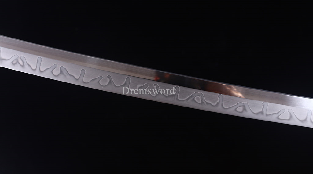 L6 Steel Clay Tempered Choji Hamon Blade Katana Japanese Samurai Sword O-kissaki SHINOGI-ZUKURI White