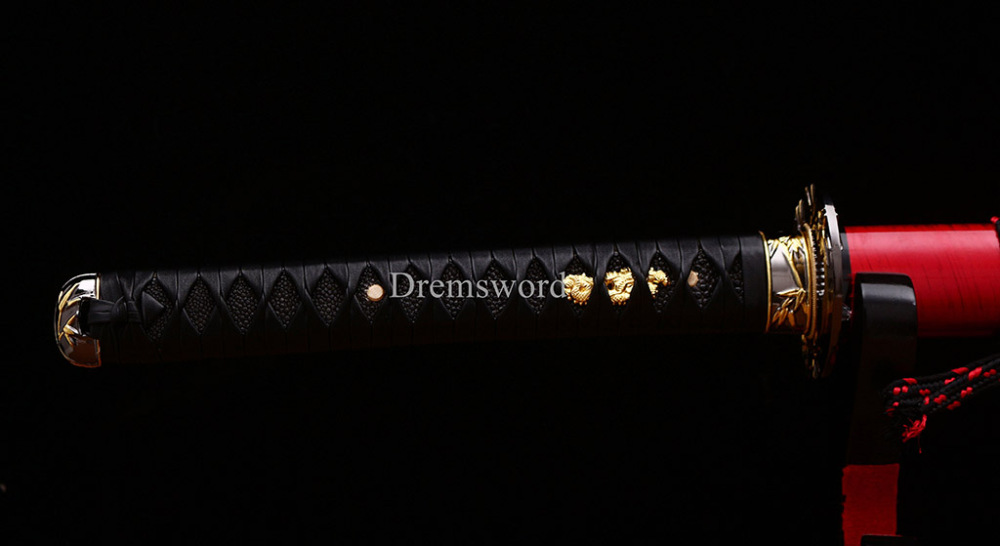 Handmade L6 Clay tempered steel Katana Japanese Samurai Sword Battle Ready New SHINOGI-ZUKURI Red