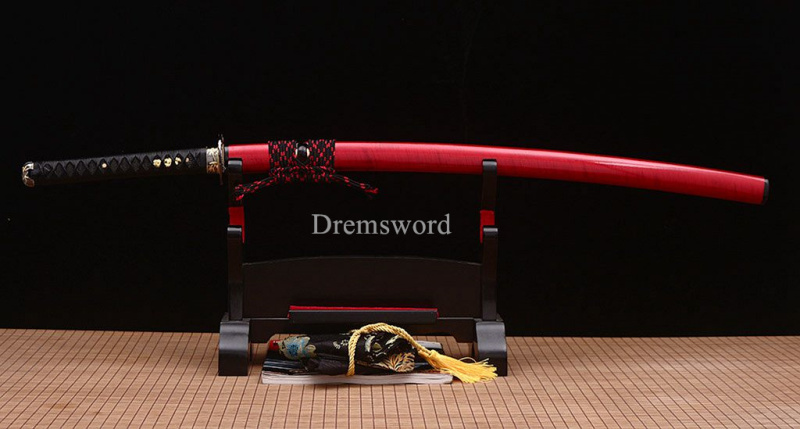 Handmade L6 Clay tempered steel Katana Japanese Samurai Sword Battle Ready New SHINOGI-ZUKURI Red