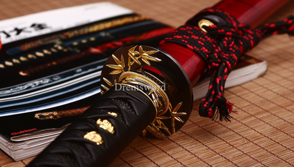 Handmade L6 Clay tempered steel Katana Japanese Samurai Sword Battle Ready New SHINOGI-ZUKURI Red