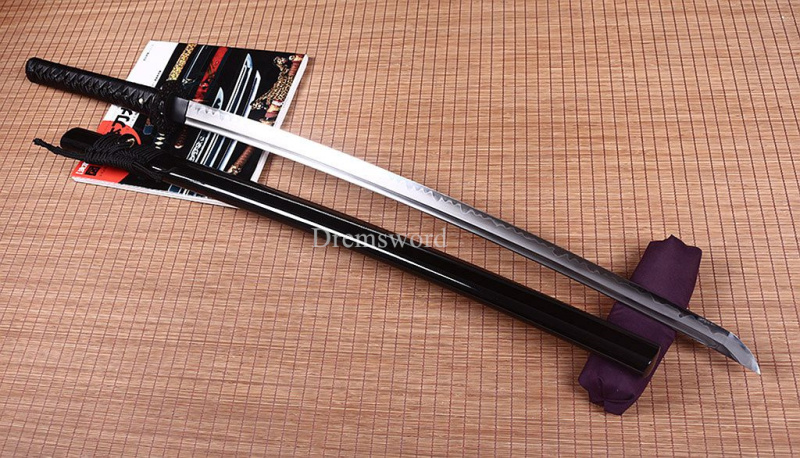 Handmade T10 Steel ClayTempered Katana Japanese Samurai Sharp Functional Sword Shinogi Zukuri Full Tang Green Black.