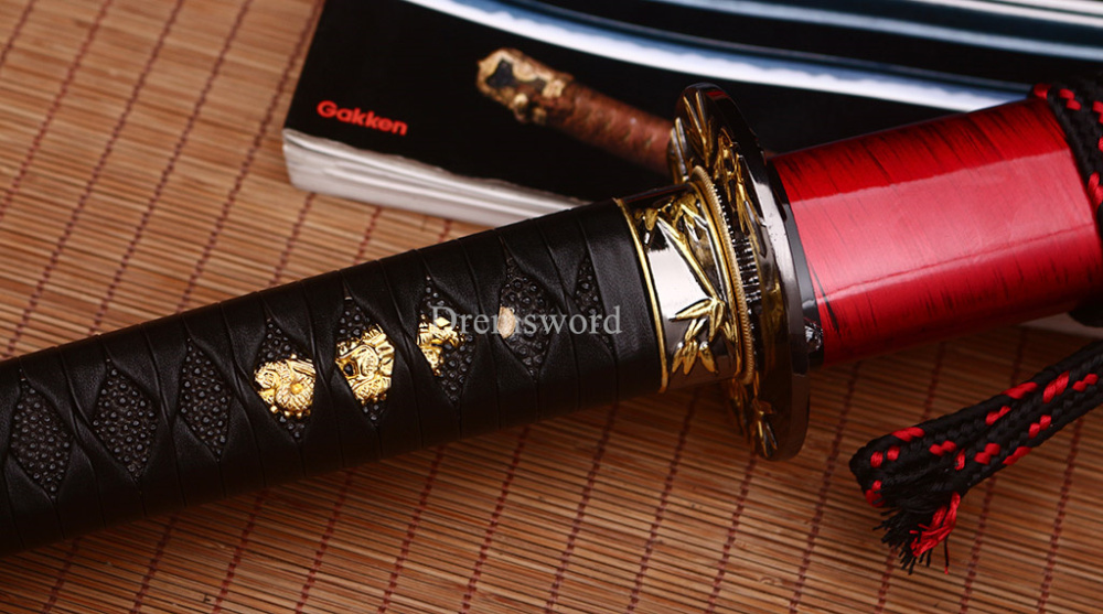 Handmade L6 Clay tempered steel Katana Japanese Samurai Sword Battle Ready New SHINOGI-ZUKURI Red