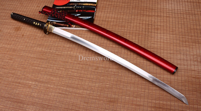 Handmade L6 Clay tempered steel Katana Japanese Samurai Sword Battle Ready New SHINOGI-ZUKURI Red