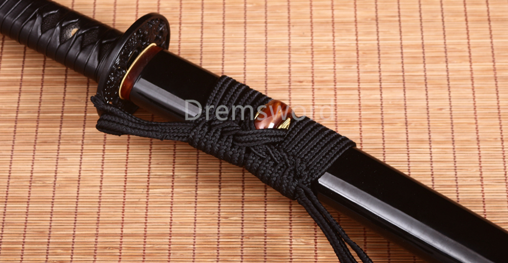 40.6" Damascus Folded Steel Katana Japanese Samurai Sword Red Blade Ox Horn Saya Shinogi Zukuri real sharp sword.