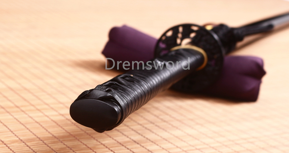 40.6" Damascus Folded Steel Katana Japanese Samurai Sword Red Blade Ox Horn Saya Shinogi Zukuri real sharp sword.