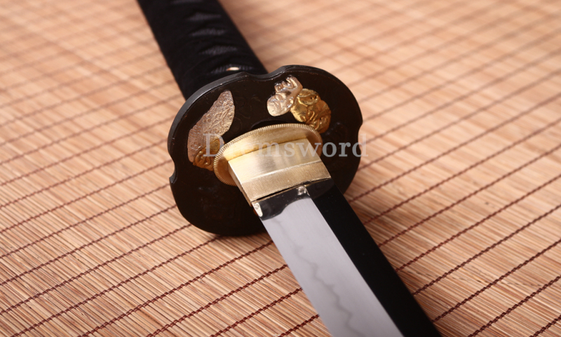T10 Clay Tempered Katana Japanese Samurai Functional Sword Abrasive Hamon Black Shinogi Zukuri Full Tang