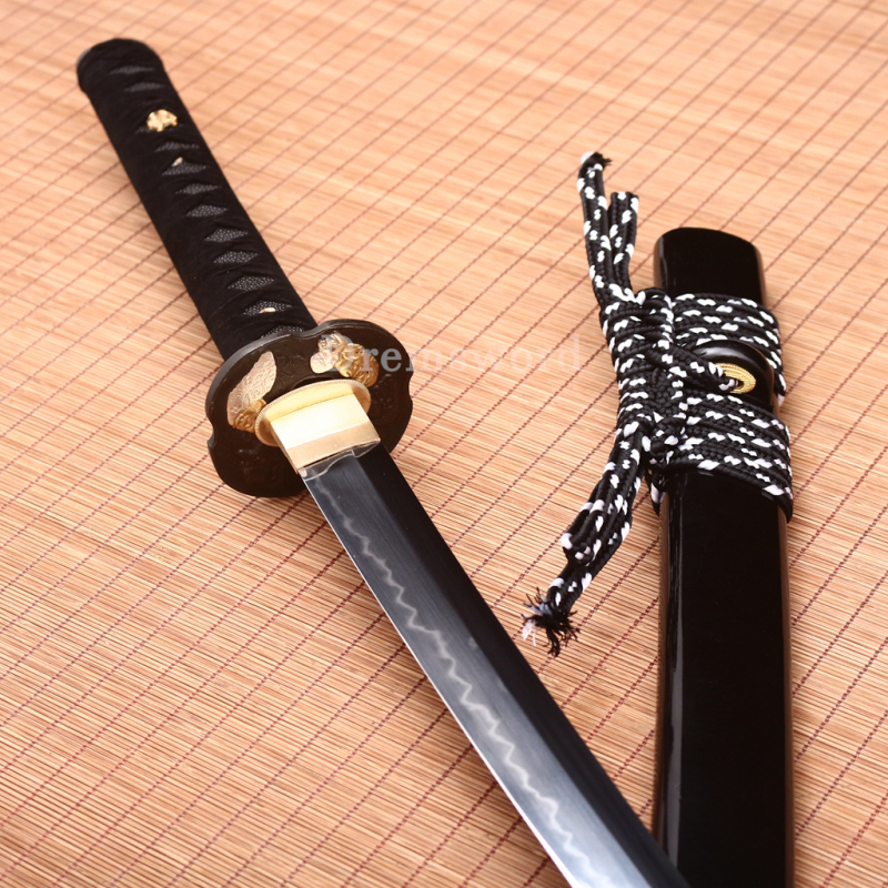 T10 Clay Tempered Katana Japanese Samurai Functional Sword Abrasive Hamon Black Shinogi Zukuri Full Tang