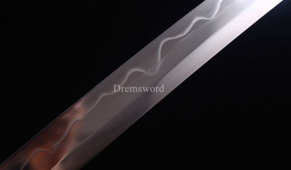 Shihozume ClayTempered Katana Japanese Samurai Sword Hand Polishing Shell Saya Shinogi Zukuri full tang Red