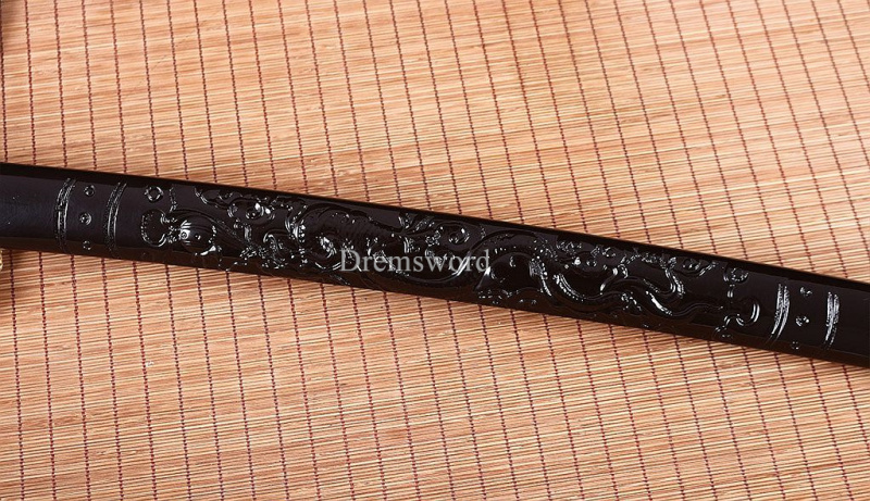 Handmade Folded Steel Clay Tempered Katana Japanese Samurai Sword Battle Ready Shinogi-Zukuri Black