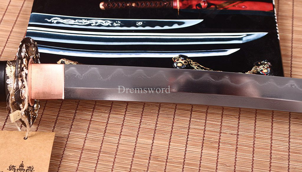 Shihozume ClayTempered Katana Japanese Samurai Sword Hand Polishing Shell Saya Shinogi Zukuri full tang Red